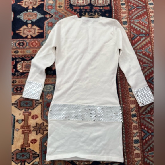 Retrofete mini Dress champagne shimmer White mirror sequins long sleeve XS READ - Picture 11 of 13